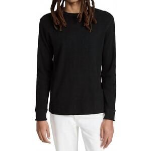 NEW VINCE thermal long sleeve crew tee in black